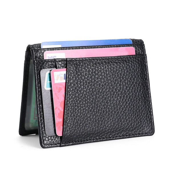 Mens Slim RFID Blocking Bifold Wallet Minimalist Black Credit Card Holder Pouch