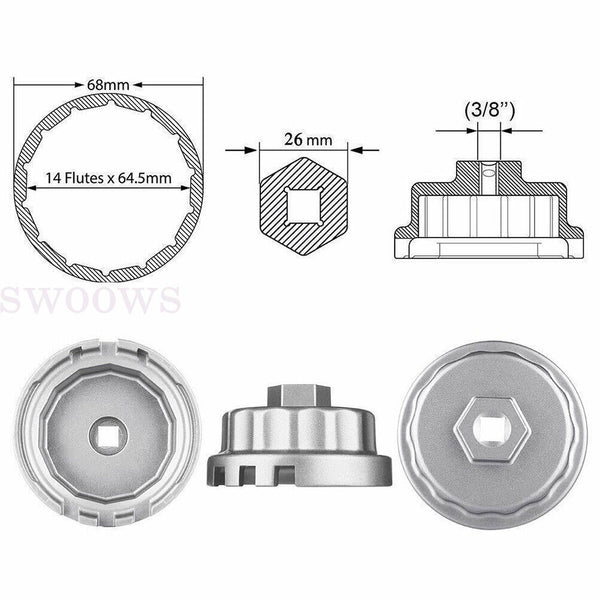 Oil Filter Socket Removal Wrench Tool For Toyota Landcruiser VDJ 200 1VDFTV