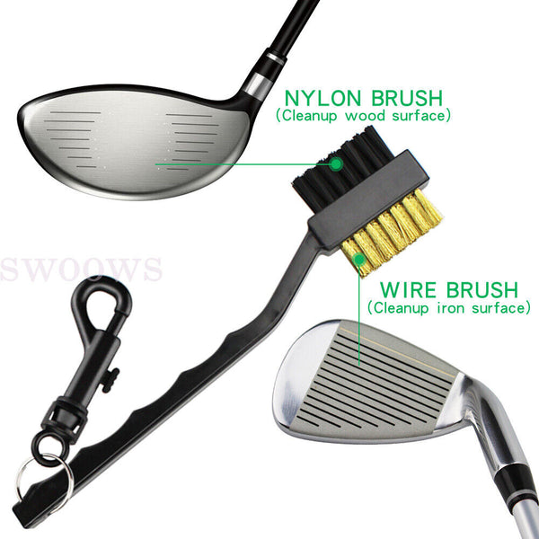 Up to 8pcs Double Sided Golf Cleaning Wire Nylon Brush Groove Cleaner Club Ball