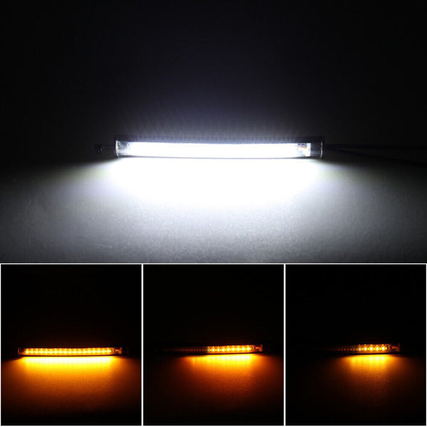 6X LED Motorcycle Fork Turn Signal Indicator Blinker Amber Light Strip Motorbike