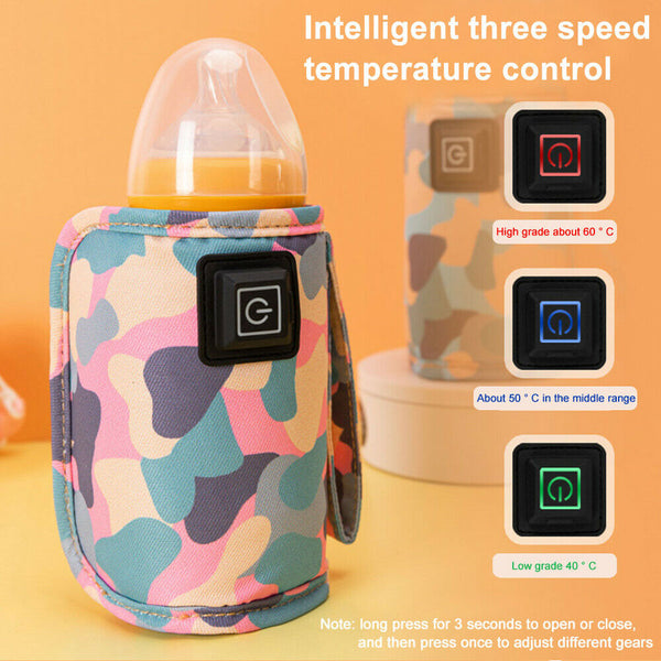 Baby Bottle Milk Warmer Thermostat Travel Heater Bag Pouch Portable Feeding USB