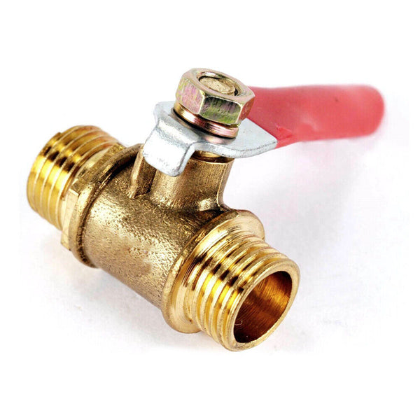 1/4" BSP Thread Double Male Brass Shut Off Valve Cock Tap Inline Ball Valve AU