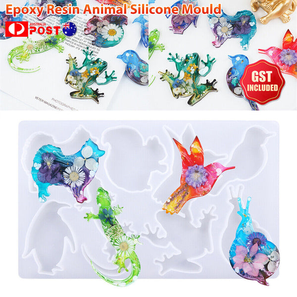 DIY Epoxy Resin Animal Frog Lizard Bird Silicone Mould Key Chain Pendant Mould