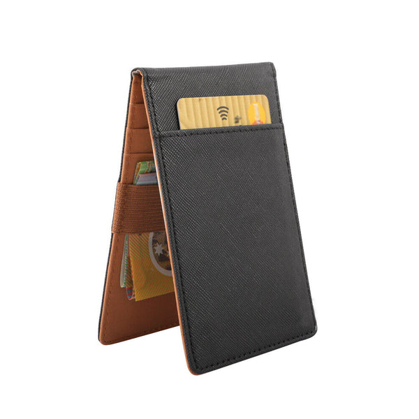 WALLET MONEY MENS WOMENS BLACK LEATHER CREDIT CARD HOLDER SLIM WALLET AU