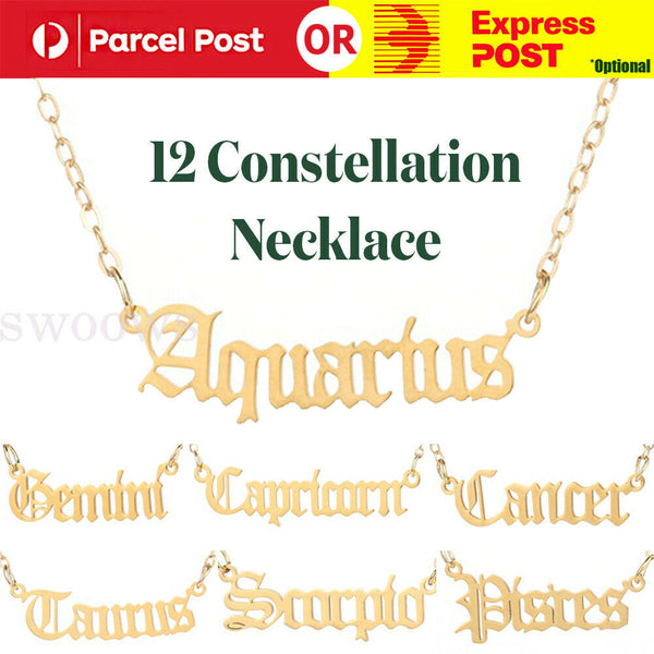 Horoscope Zodiac Star Sign Pendant Old English Necklace Gold Jewellery Chain