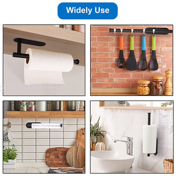 Kitchen Hanger Paper Roll Cabinet Towel Holder OrganizerRack Shelf Wall Adhesive