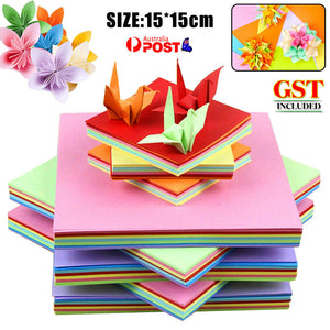 100pcs Square 10 Colors Origami Folding Paper DIY Handmade Crafts Tools 15X15CM