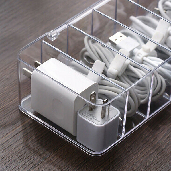 8Grids USB Cable Storage Box with Lid Desktop Wire Organizer Holder  Home Office