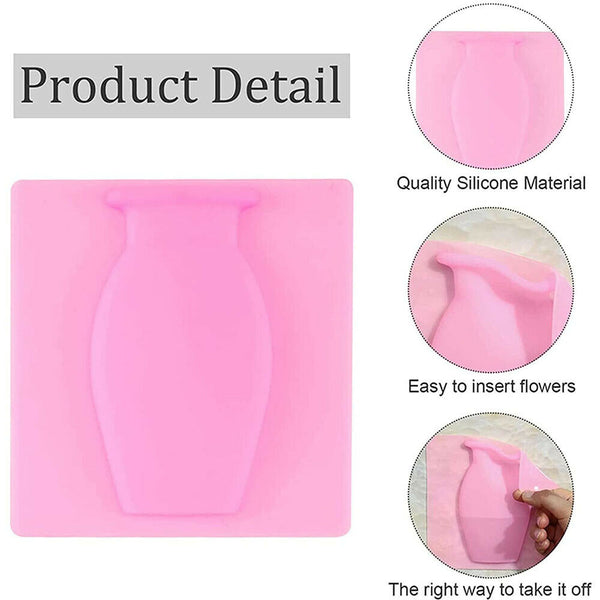 Silicone Sticky Vase Wall Fridge Magic Flower Plant Pot Glass Mirror Decoration