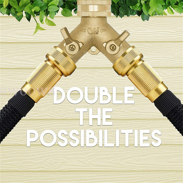 Water Hose Splitter Heavy Duty 2 Way Solid Brass Y Valve Female Connector Garden