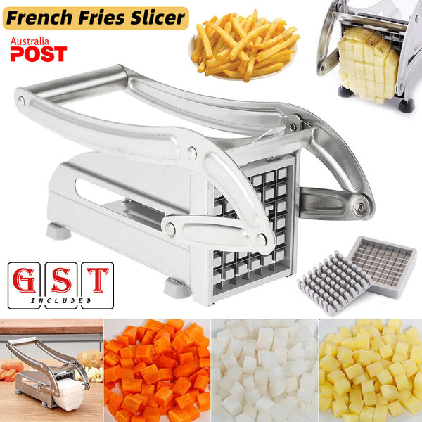 Stainless French Fries Slicer Potato Chip Cutter Chipper Chopper Maker +2 Blades