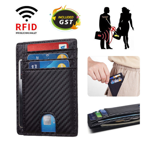 RFID Blocking Purse Flip PU Leather Wallet Slim Credit Card Holder Money Clip