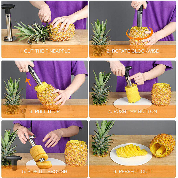 Stainless Steel Easy Kitchen Tool Fruit Pineapple Corer Slicer Cutter Peeler