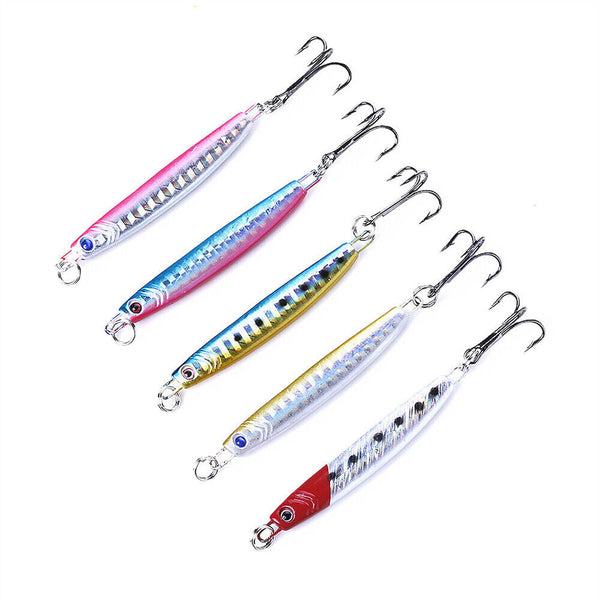 5X Fishing Lure Metal Slice Spoon Spinner Slugs Tackle Mackerel Tailor Lures AU