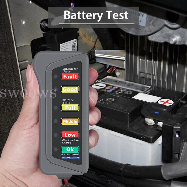 12V Digital Car Battery Tester Automotive Testing Tool Voltage Analyzer Checker