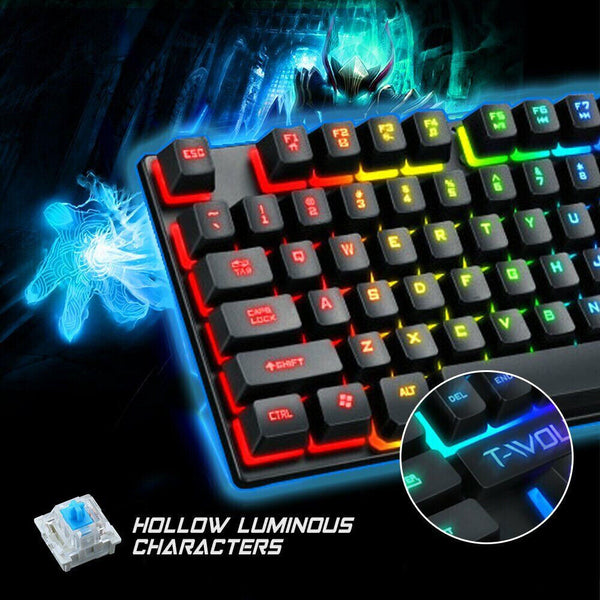 Wired USB Mechanical Gaming 104 Keys Keyboard RGB LED Backlit For Windows PC