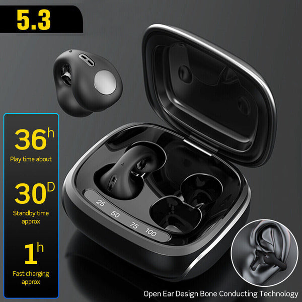 TWS Bluetooth Wireless Bone Conduction Headphones Clip Ear Headset Sport Earbuds