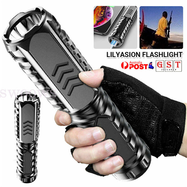 Lilyasion Flashlight Multifunctional Rechargeable Flashlight for Outdoor BLACK