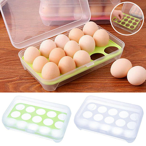 2Pcs 15 Grids Egg Storage Box Refrigerator Plastic Storage Rack Holder Container