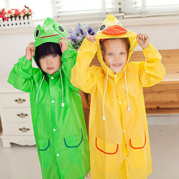 Toddler Girls Boys Baby Cartoon Raincoat Rain Hooded Poncho Coat Kids Outwear AU