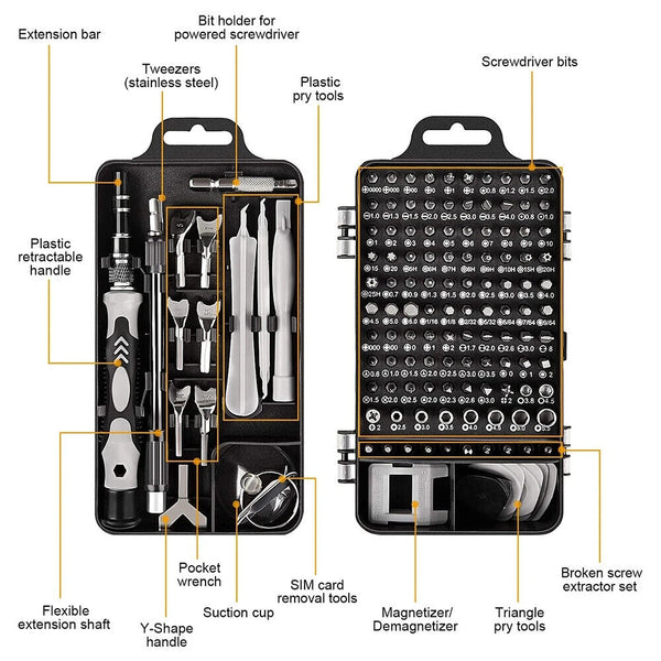 122 IN 1 Screwdriver Set Computer PC Phone Watch Repair Tool Kit HOT