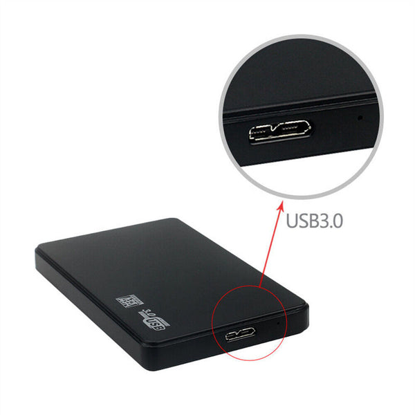 Black USB 3.0 Hard Drive Disk 2.5" SATA HDD SSD External Slim Enclosure Case