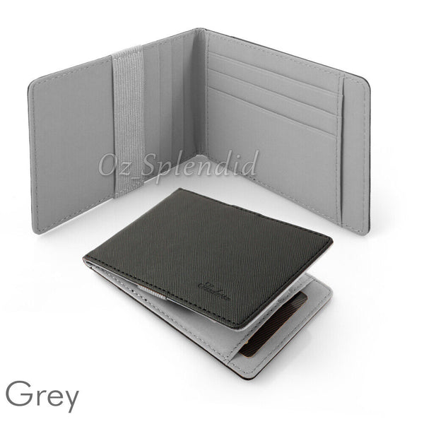 WALLET MONEY MENS WOMENS BLACK LEATHER CREDIT CARD HOLDER SLIM WALLET AU