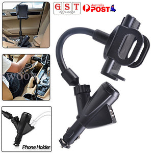 New Car Cigarette Lighter Socket Dual USB Charger Phone Mount Holder