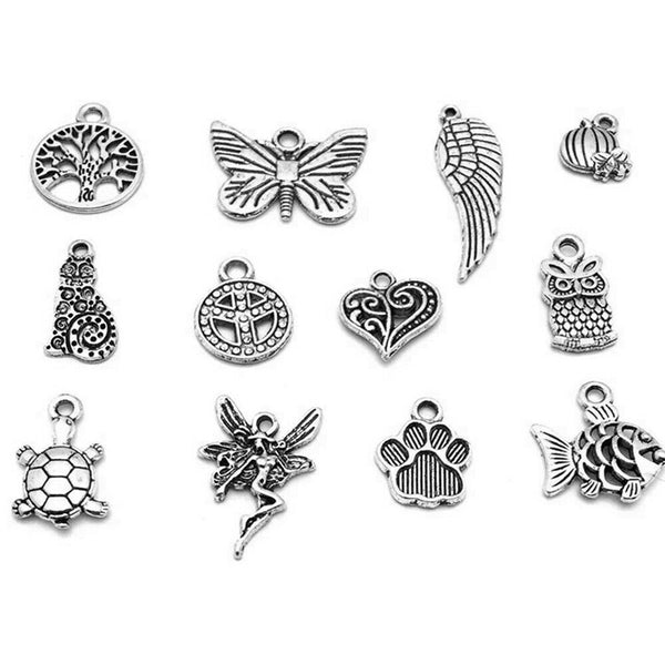 100pcs Bulk Tibetan Silver Mix Charm Pendants Necklace Jewelry Making DIY Craft