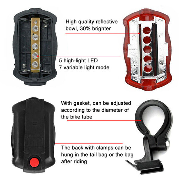 2x Front Rear Bike Light LED Bicycle Tail Lights Waterproof Flashlight Headlight