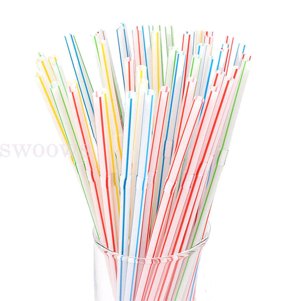 100pcs Colorful Bendable Drinking Straws Disposable Plastic Party Straws