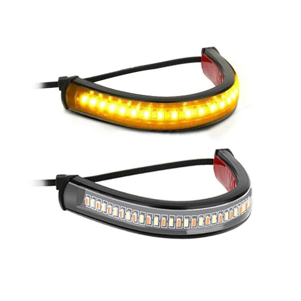 6X LED Motorcycle Fork Turn Signal Indicator Blinker Amber Light Strip Motorbike