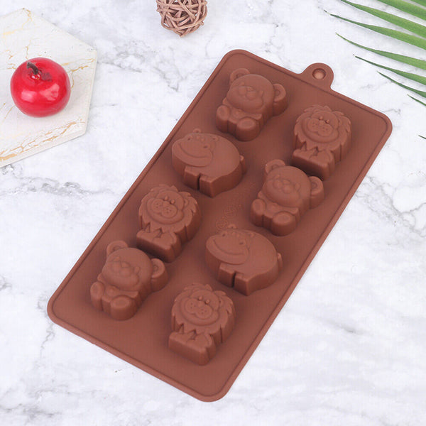 Safari Animals Chocolate Mould Ice Tray Silicone Jelly Cookie Cake Baking Mold