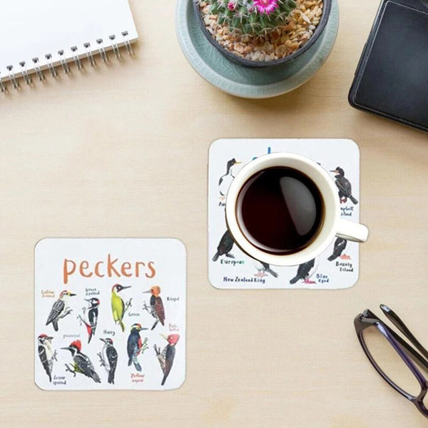 Set of 6 Bird Pun Coasters Funny Coasters Table Protect Cup Mugs Mat for Drink