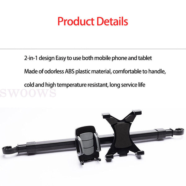 Car Seat Back Mount Tablet Holder Headrest Bracket Mobile Phone Stand Adjustable