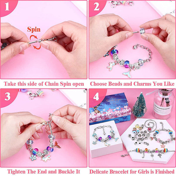 Beads Jewellery Charms Pendant Set DIY Craft Girls Kids Gift Bracelet Making Kit