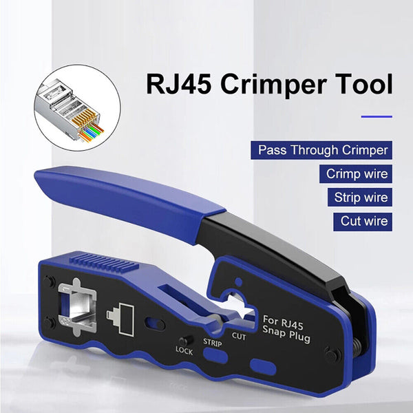 RJ45 EZ Crimper Cat5e 6 7 HD Pass Through Network Connector Crimping LAN Tool AU