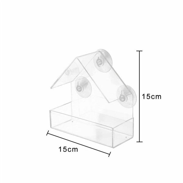 2PCS Birdhouse Clear Feeding House Window Suction Bird Feeder Outdoor Garden AU