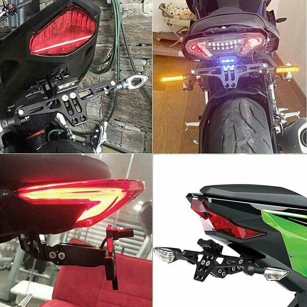 Universal Motorcycle Fender Led License Number Plate Bracket Holder Tidy Tail