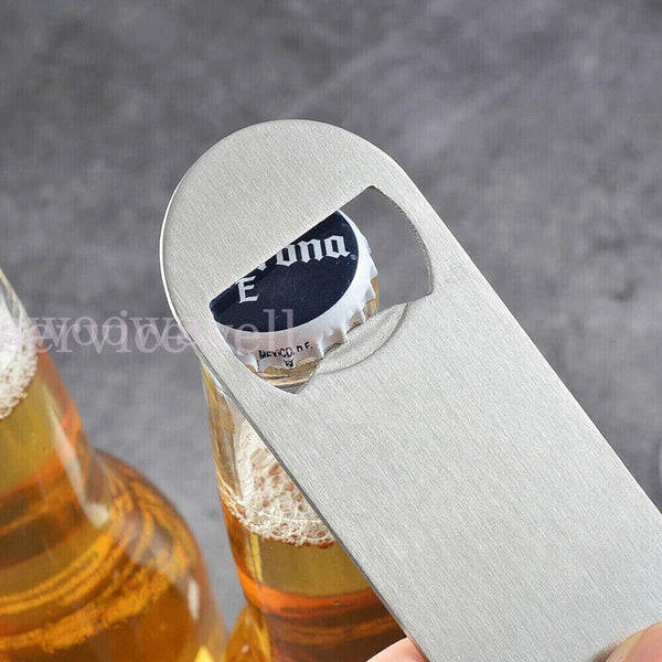 Stainless Steel Speed Bottle Opener Bartender Flat Bar Blade Cap Can Beer Drink
