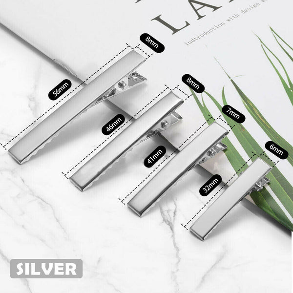 UP 100x DIY Hair Clips Blank Alligator Silver Gold Metal Accessories Kids Women