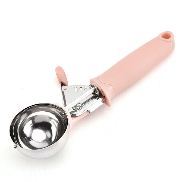 1/2PCS Stainless Steel Icecream Ice Cream Scoop Cookie Dough Mash Spoon Trigger