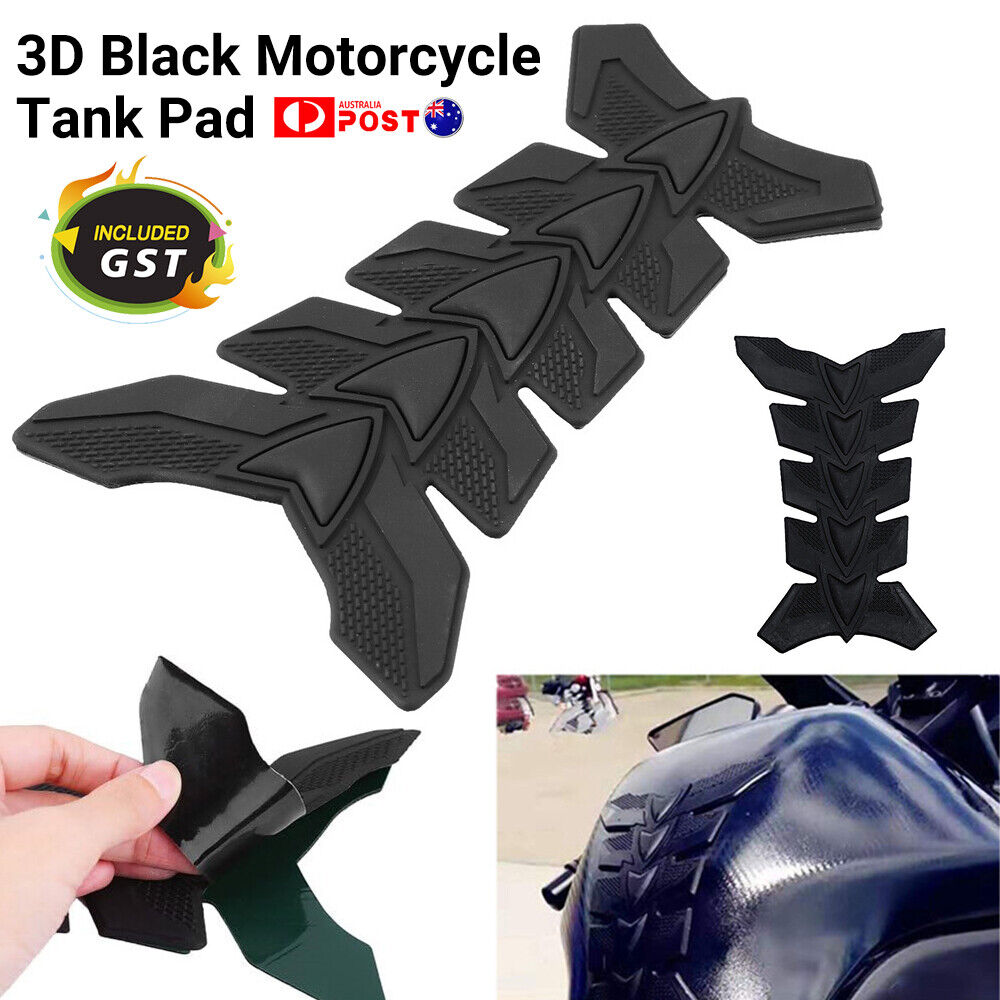 2x 3D Black Motorcycle Gel Oil Gas Fuel Tank Pad Protector Sticker Decal Decro