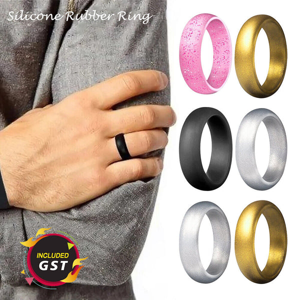 Silicone Rubber Wedding Round Band Ring Flexible Comfortable Work Sport Gym 6MM