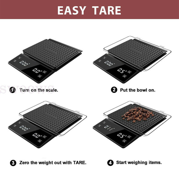 Accurate Electric Kitchen Scale Coffee Scale with Timer High-precision 3kg/0.1g