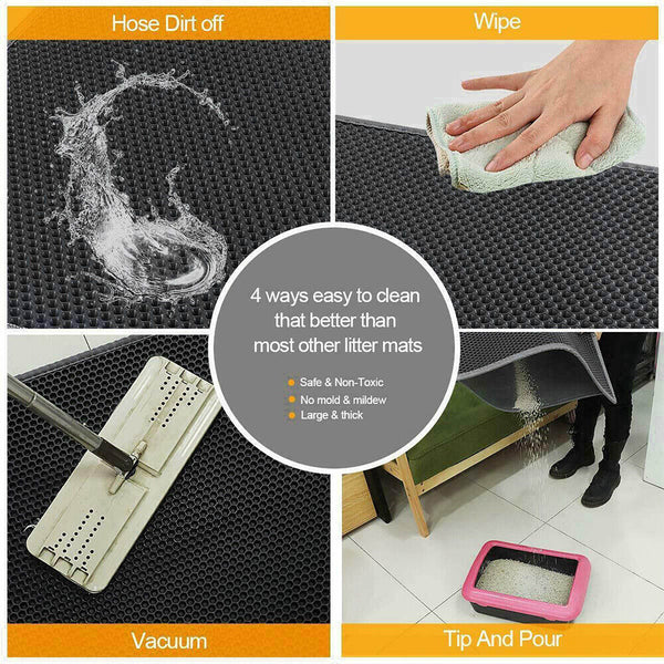 Double-Layer Cat Litter Mat Waterproof Trapper Foldable Pad Pet Rug Home Urine