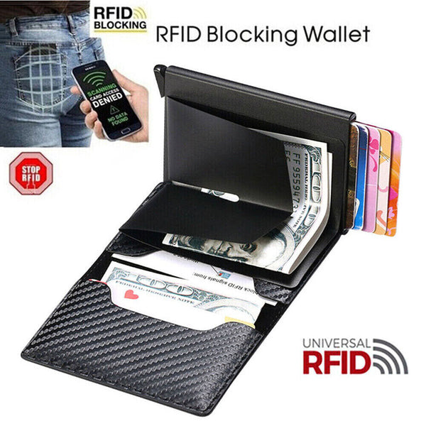 1-3Credit Card Holder PULeather Men's Money Cash Wallet Clip RFID Blocking Purse