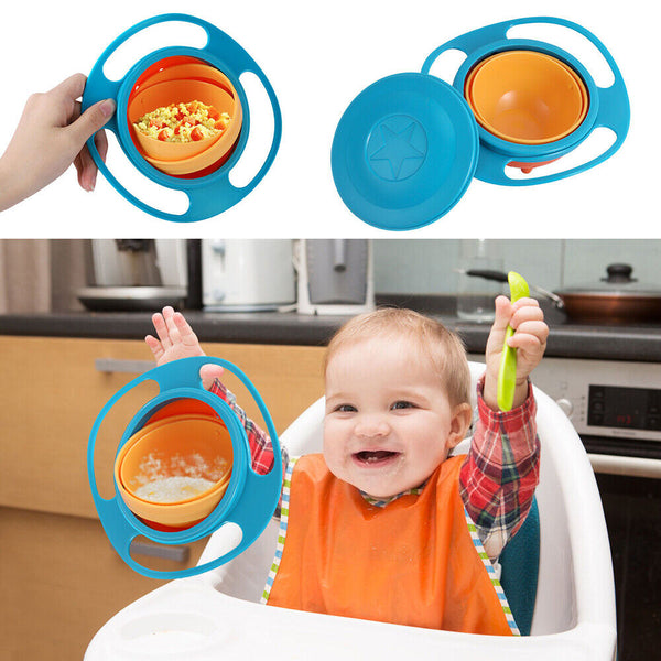 Baby Kids Feeding Bowl Magic 360 degree Rotating Gyro Toddler Infants No Spill