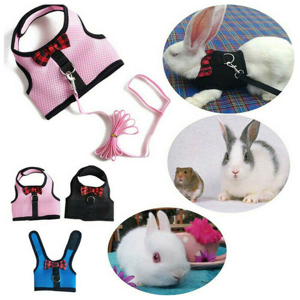 Rabbit Vest Harness Leash Lead Small Animal Pet Mesh Hamster Bunny Traction Rope