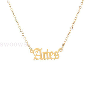 Horoscope Zodiac Star Sign Pendant Old English Necklace Gold Jewellery Chain